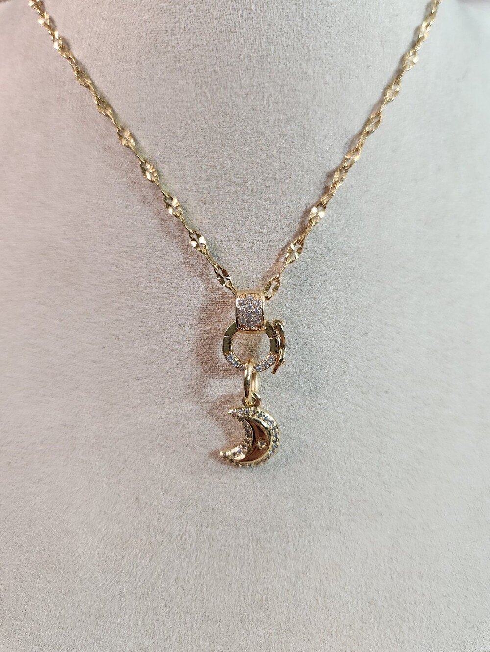 Gold Crescent Charm Choker
